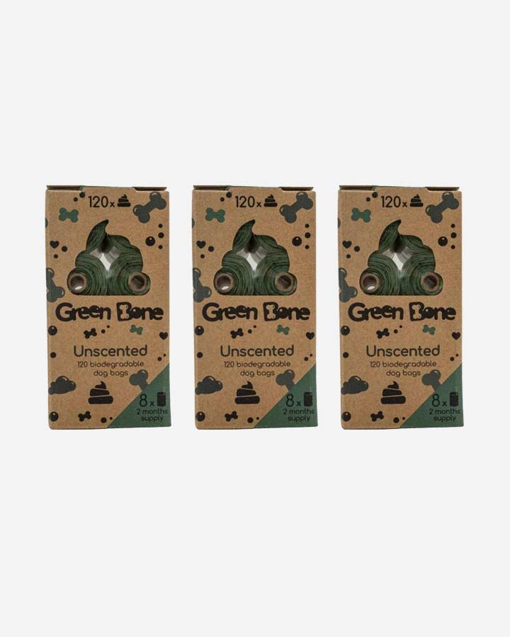 Green Bone hundeposer - Uden duft - 3-pack (360 poser)