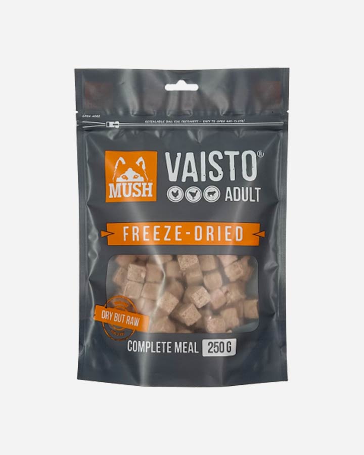 MUSH Vaisto - Frystorkat hundfoder - Kyckling Kalkon Lamm och Grönsaker - 250g