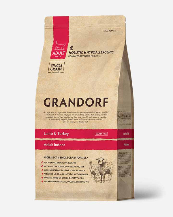 Grandorf Cat Adult Indoor - Lamm och Kalkon - 8kg