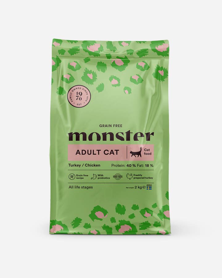 Monster Adult Cat - Kornfri Kalkon och Kyckling - 2kg