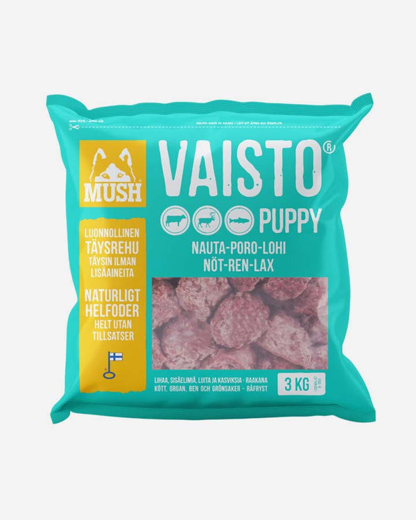 MUSH Vaisto Puppy Iceblue XL - Nötkött, Renar och Lax - 3kg