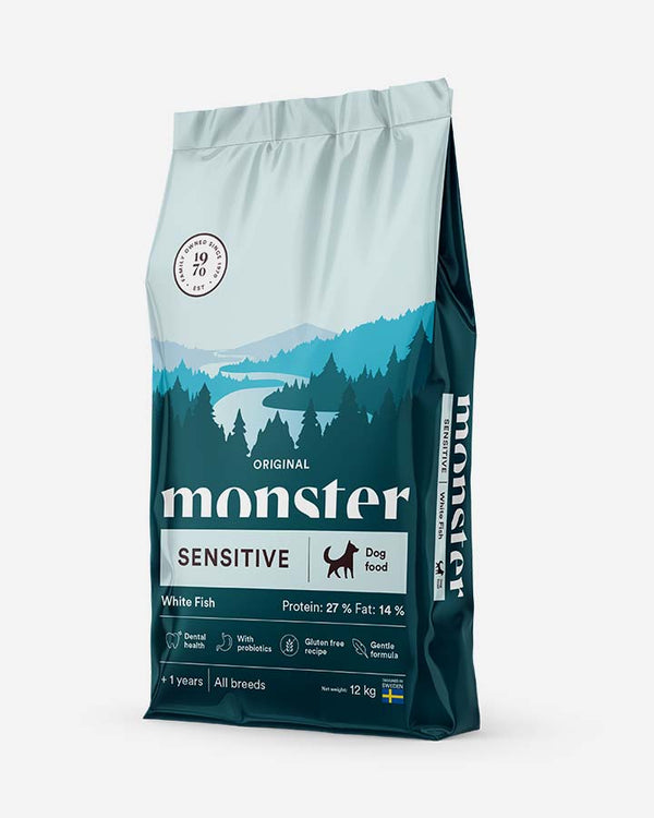 Monster Hundmat -Original Sensitive - Hvid Fisk 