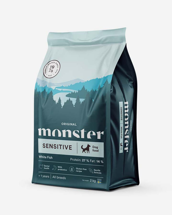 Monster hundmat - Original Sensitive - Vit Fisk 
