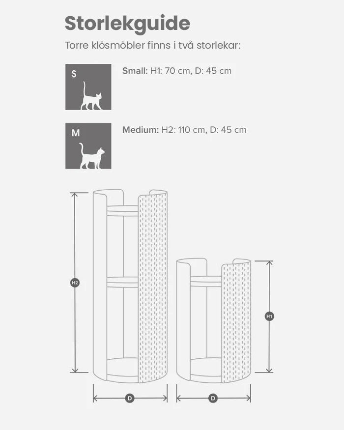 Klösmöbel för katter - Torre katträd (Ask Natur/Grå) Medium