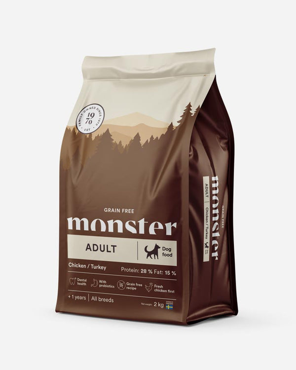 Monster Grain Free Adult hundmat med kyckling kalkon 2 kg