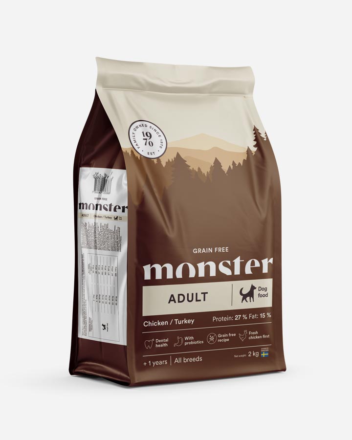 Monster Dog Grain Free Adult - 2kg med kyckling och kalkon