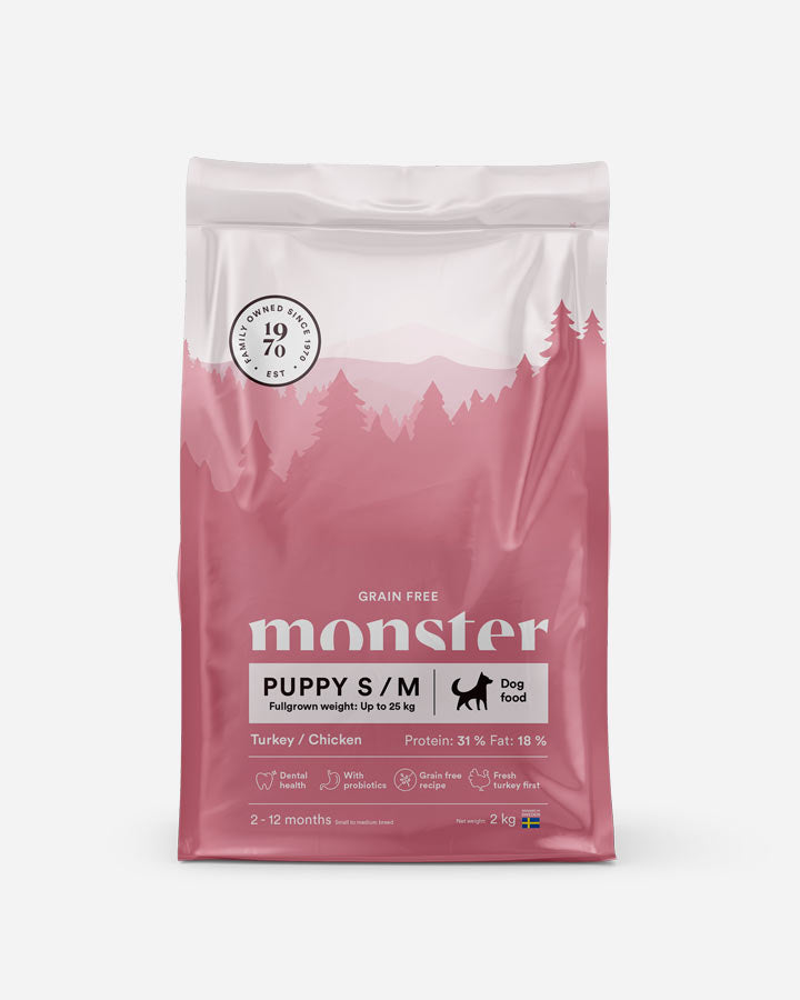Monster spannmålsfri valpmat för små hundar 2 kg